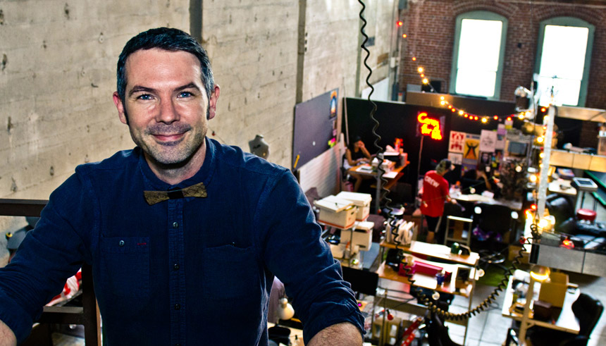 CEO Brent Bushnell at Two Bit Circus warehouse